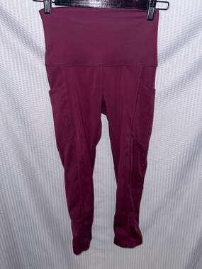 Yogalicious Lux High Waisted Leggings with Pockets Maroon Size S